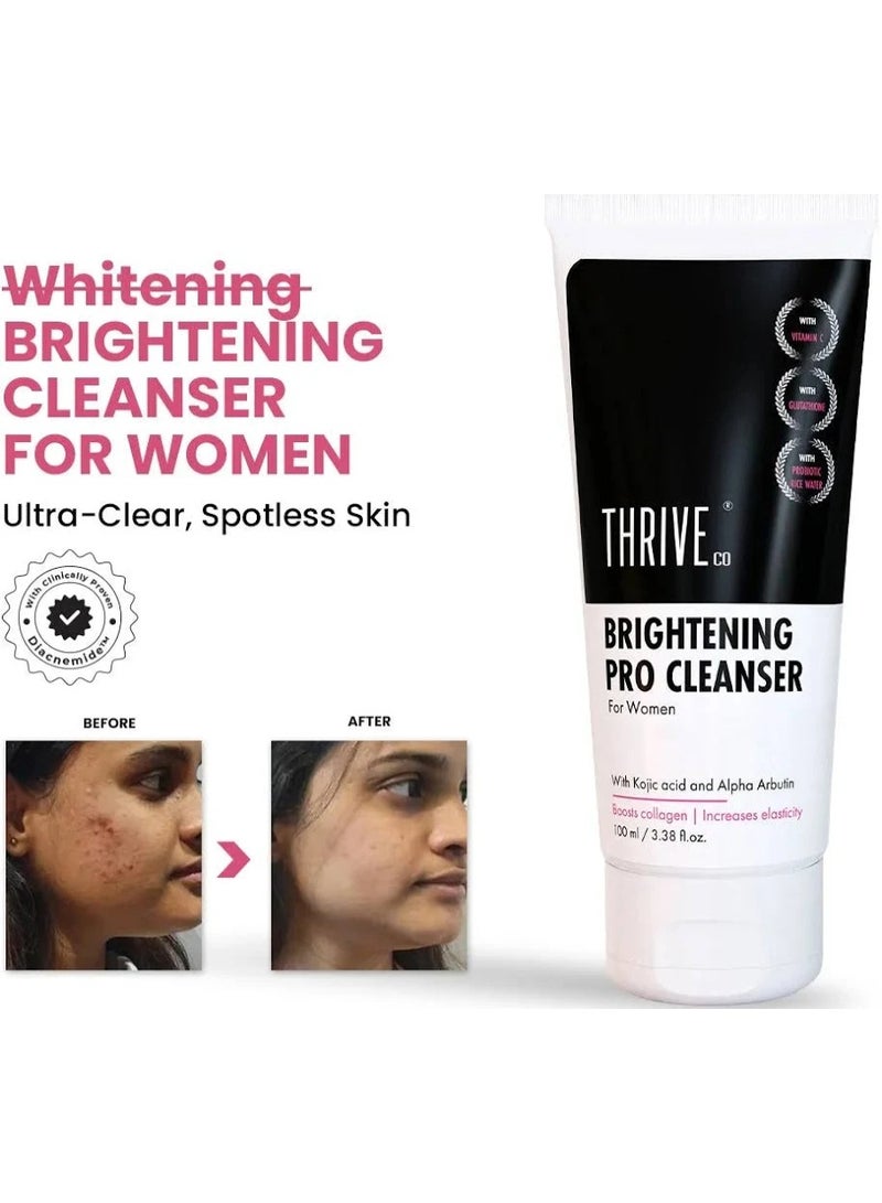ThriveCo Brightening PRO Cleanser for Women with Probiotic Rice Water, Vit C, Kojic Acid, Alpha Arbutin & Glutathione | Anti-ageing Face Wash, Boosts Collagen, Clears Skin & Removes Dark Spots | 100ml - Image 4